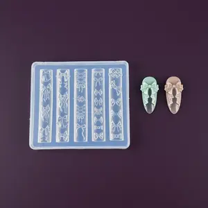 3D Bow Nail Art Mold, Delicate Ribbon & Lace-Up Bow Designs, DIY Resin Charms, Phone Case Decor, Nail Salons, Home Manicures, No Insert Included