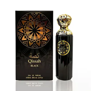 KLOTHERY Qissah Black Eau de Parfum Unisex 100ml - Oriental Woody Floral Fragrance with Saffron Praline Cedarwood Long-Lasting Luxury Scent Exquisite Gift for Him or Her