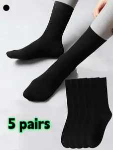 5 Pairs Unisex Business Crew Socks, Comfortable and Soft, Ideal Christmas Gift for Dad, Suitable for Office and Home, Durable and Warm