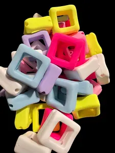 FR3- (10PCS) 18mm 3D BRIGHT NEON Colors Diamond Shape Frame silicone touch Beads