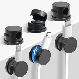 6 count Cord Organizer Holder, 360? Rotatable Spring  Clips,  Adhesive  Management Desk Accessories, Adjustable Wire Organizer  Cords Neatly for Nightstand, , Kitchen, Office, Rv