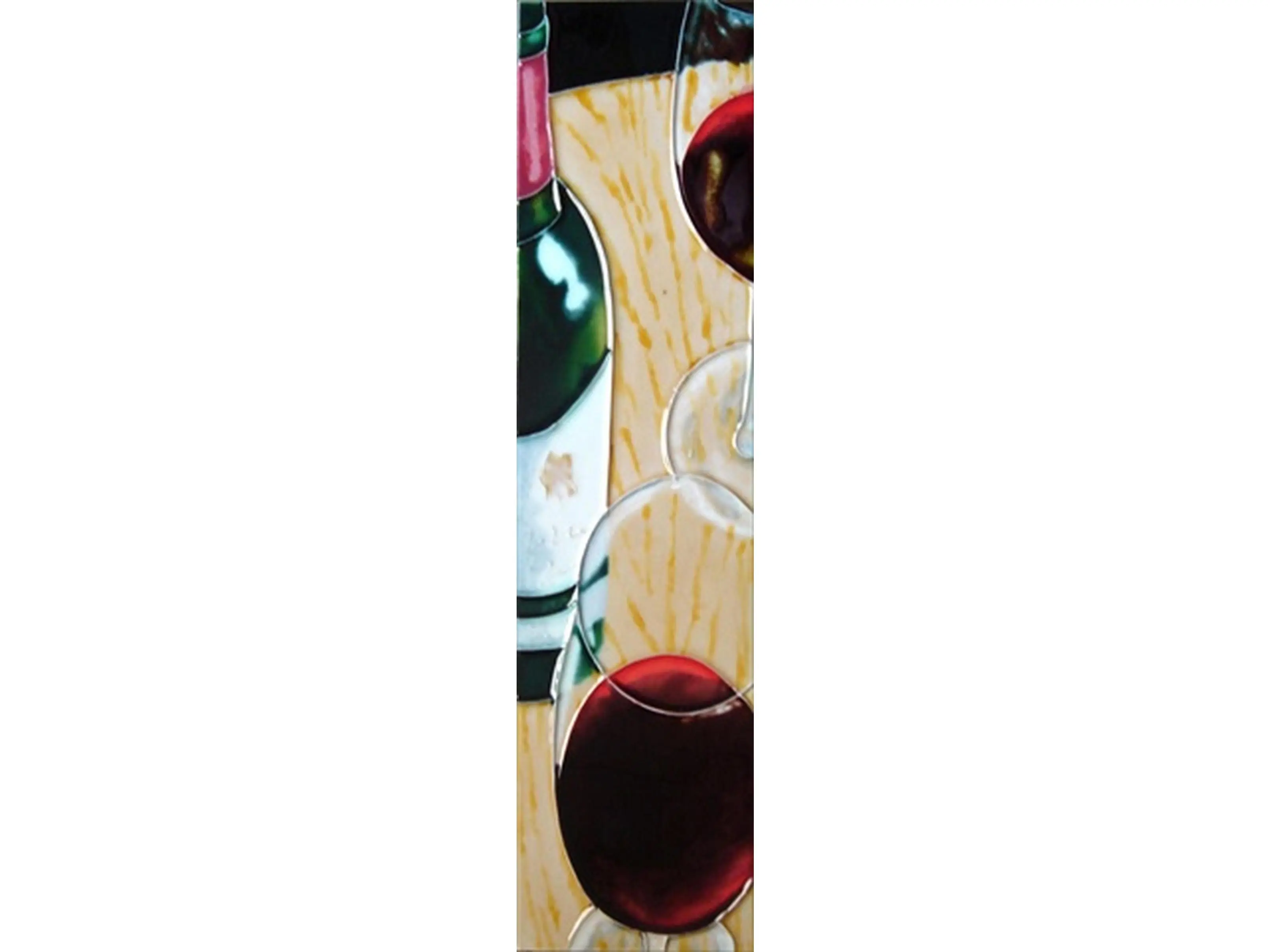 Continental Art Center MD-007 4 x 16 in. Hand Made Ceramic Wine Bottle Art Tile - Decorative Home Improvement Backsplash, Hot Plate Flooring Accessory, Easy To Clean