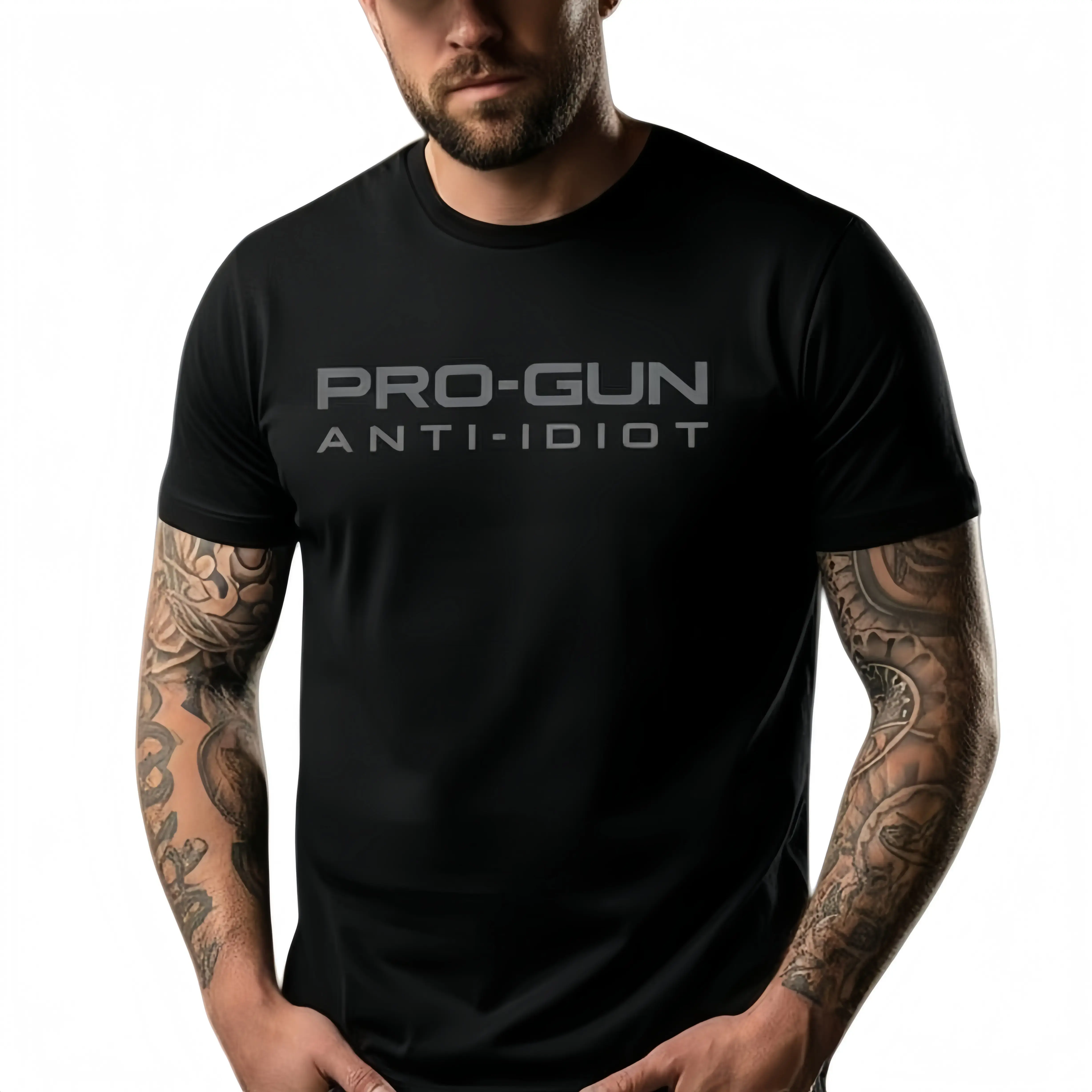 Pro-Gun Anti-Idiot T-Shirt | Tactical Second Amendment Tee | Men's Pro-2A Graphic Print Cotton Shirt | Bold Statement Apparel | 2A Rights Supporter Gift Idea | Casual Patriotic Wear,washed Round Neck Top