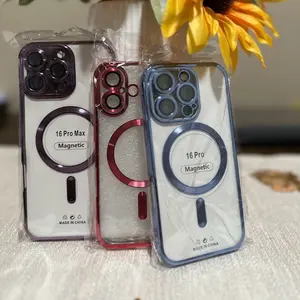 iPhone 16 Pro Max & 16 Pro Clear Electroplated Cases with Camera Lens Protection & Magnetic Feature