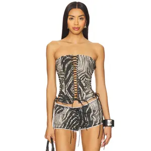 Jaded London Odile Corset Top in Zebra
