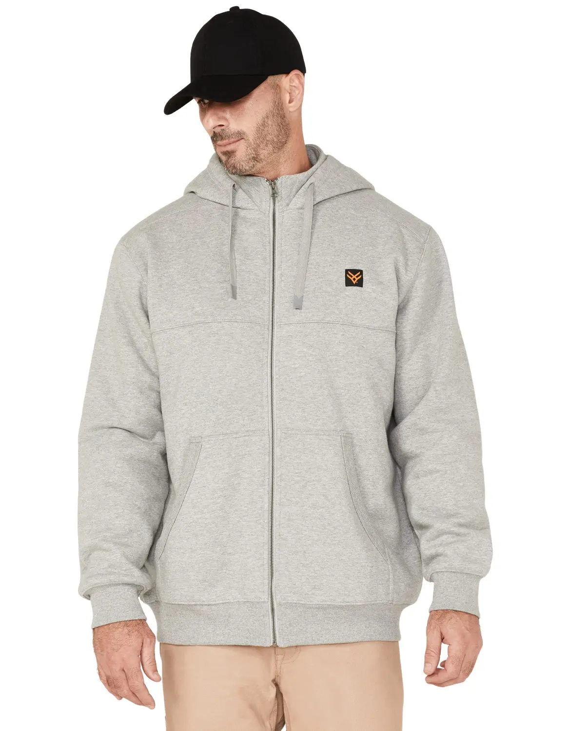 Hawx Men's Men'S Full Zip Quilted Water Repellent Hooded Jacket - Hxfa22k62-Lt Gry
