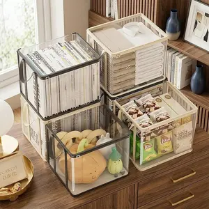 Transparent Storage Box, Foldable Stack Design, Ideal for Comics/clothing/organization, Durable Plastic Material, Space-Saving Organizer
