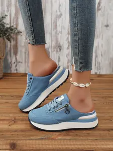 New Soft Sole Comfortable Jeans Slip-On Sports Shoes for Women, Casual Breathable One-Step on Lazy Person Shoes, Perfect for Outdoor Wear