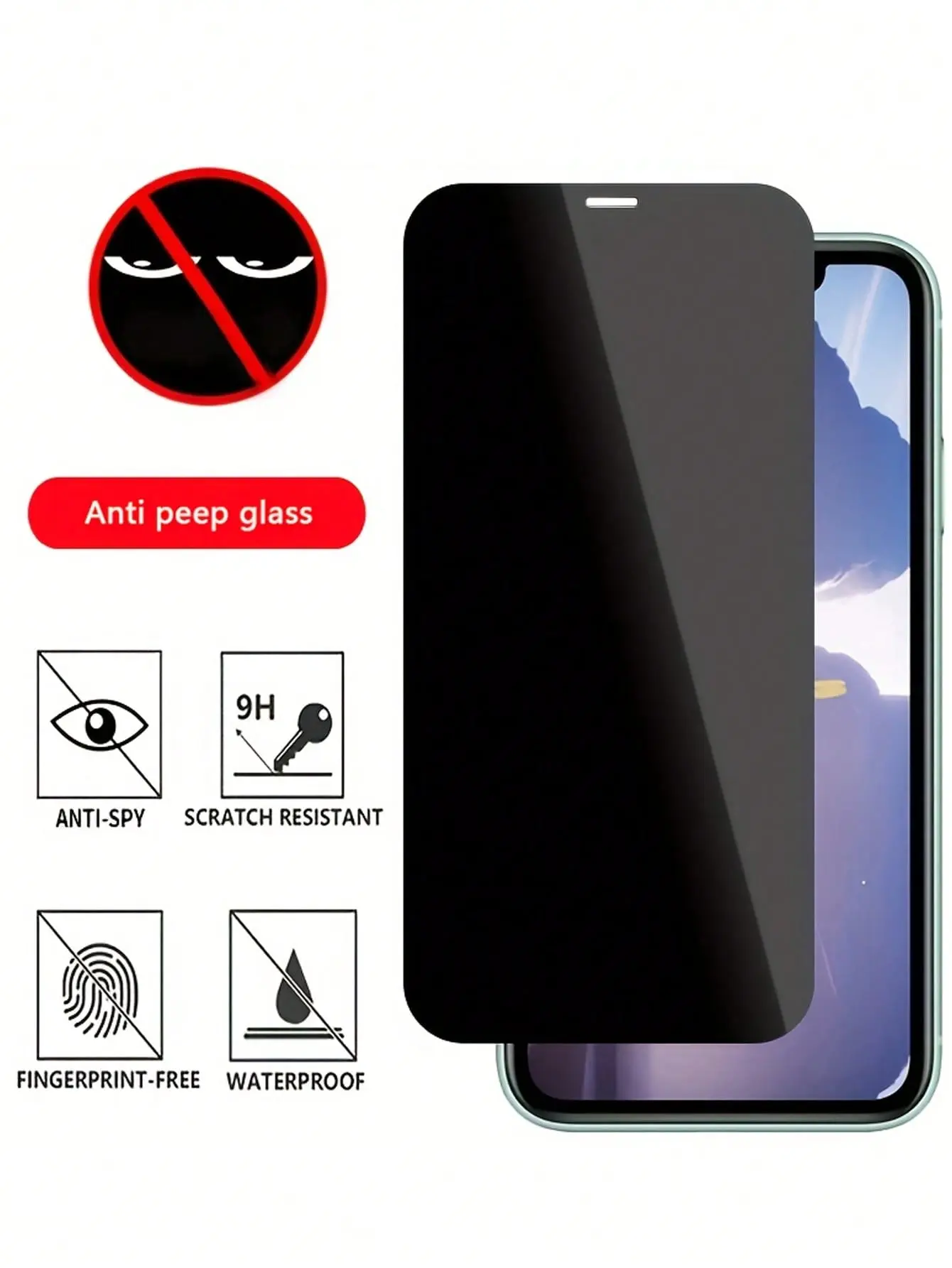 9H Hardness Privacy Screen Protector With Tempered Glass For IPhone14/14Plus/14Pro/14Pro Max,IPhone13/13Mini/13Pro/13Pro Max,IPhone12/12Mini/12Pro/12Pro Max,IPhone11/11Pro/11Pro Max,IPhoneX/XS/XS Max,IPhone 8/8Plus/7/7Plus