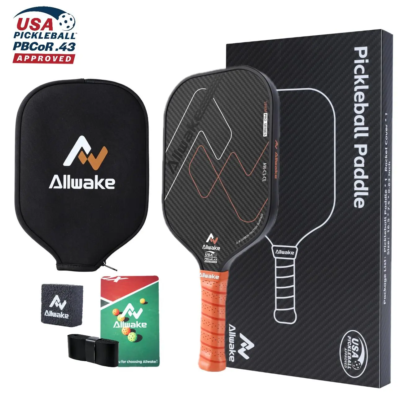 Pickleball Paddles, USAPA Approved, 3k Friction Surface Carbon Fiber Pickleball Paddle, Durable &Lightweight Pickleball Rackets for Adults, Pickle Ball, Performance