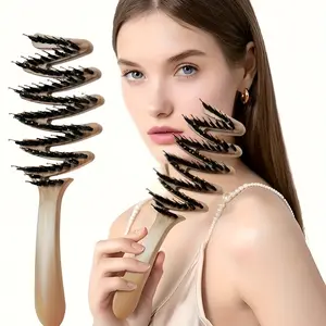 Hair Brush Detangling Boar Bristle Comb 1PC Scalp Massage and Hair Smoothing Professional Design with Long Handle and Soft Bristles Elegant Style for Home Salon Daily Hair Care Use Detangling Hairbrush Detangler Brush Anti Tangle Brush