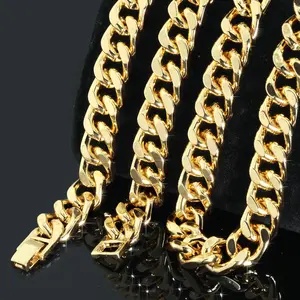 Solid Cuban Chain Necklace 10mm 30" Push Clasp