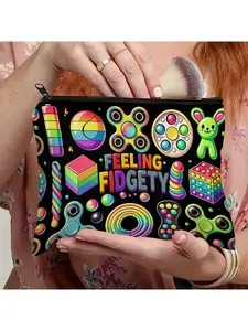 1pc Relax Sensory Makeup Bag - Colorful Relax Toy and Cosmetics Storage Bag with Zipper Closure, Lightweight Handbag, Suitable for Men Female Use, Birthday/graduation Gift