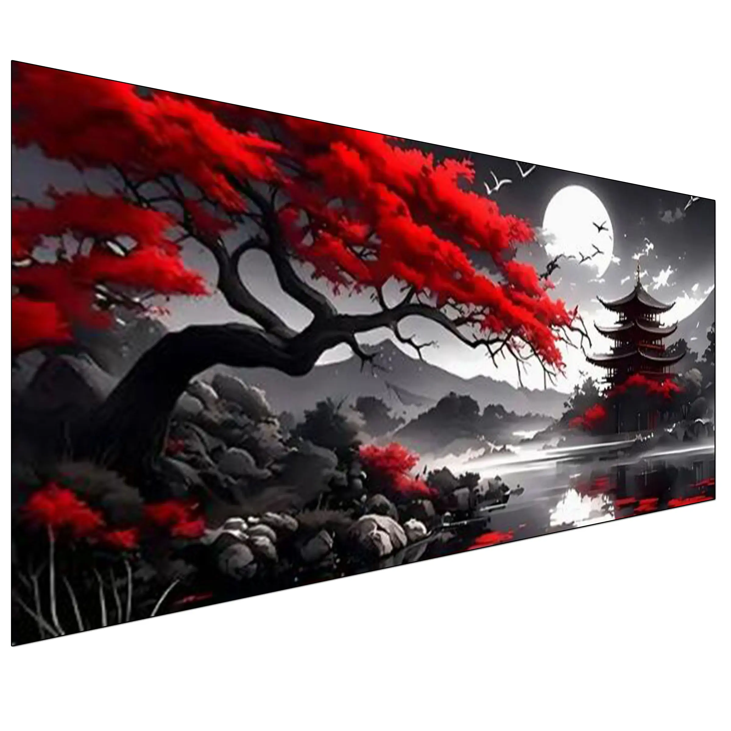 Large Size Acrylic Cross-Stitch Diamond Art Kit for Adults, Fantasy Moon Tree Scenery Full Round Diamond Mosaic, DIY Hobby Project to Create Unique Home Decor, 32x16 in