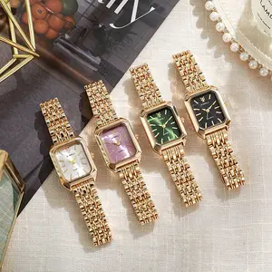 Women's elegant quartz analog watch, minimalist square-inspired quartz timepiece with four stylish color options, perfect for parties, casual wear, daily accessories, or as a beautiful birthday gift in a fashionable watch set