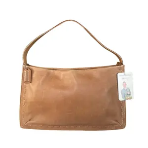 Pre-owned coach Leather Shoulder Bags Whitney Brown Distressed 9467 Zip Stitch Trim Y2K Shoulder Bag