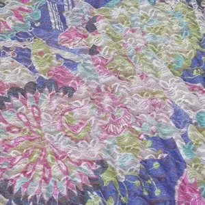 Colorful Printed Lace Fabric, 78 Inch Wide Floral Embroidered Elastic Lace Material, Dress Ribbon Decor Curtain Accessories Sewing Craft