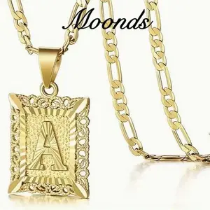 14K gold necklace, simple and stylish hip-hop titanium steel necklace, initial necklaces, letter pendant necklace, unisex accessory, accessories for women,couple's gift