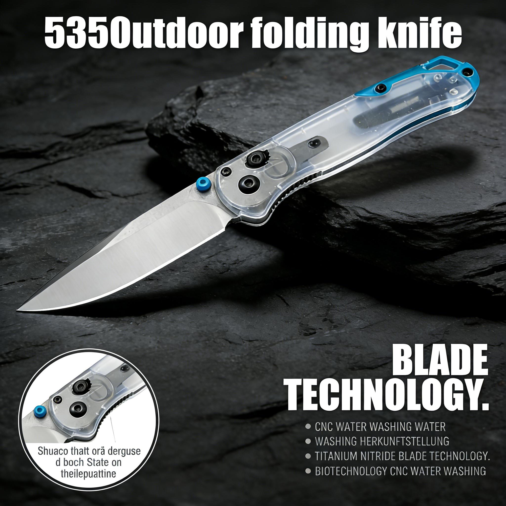 535 Creative Acrylic Clear Handle Folding Knife, Outdoor Emergency EDC Tool, Full Gift Box Set for Gifting & Collection