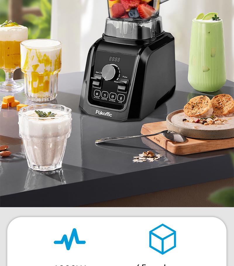 Pukomc Professional 1200W Blender &ndash; 9 Speed Settings + Pulse &ndash; Ice Crushing, Smoothies, Juicing &ndash; 65oz Capacity
