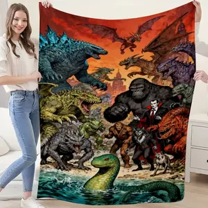 Godzilla King Kong Monsterverse Flannel Blanket, Soft Skin‑Friendly Comfortable Throw, All‑Season Gift For Sci‑Fi Fans