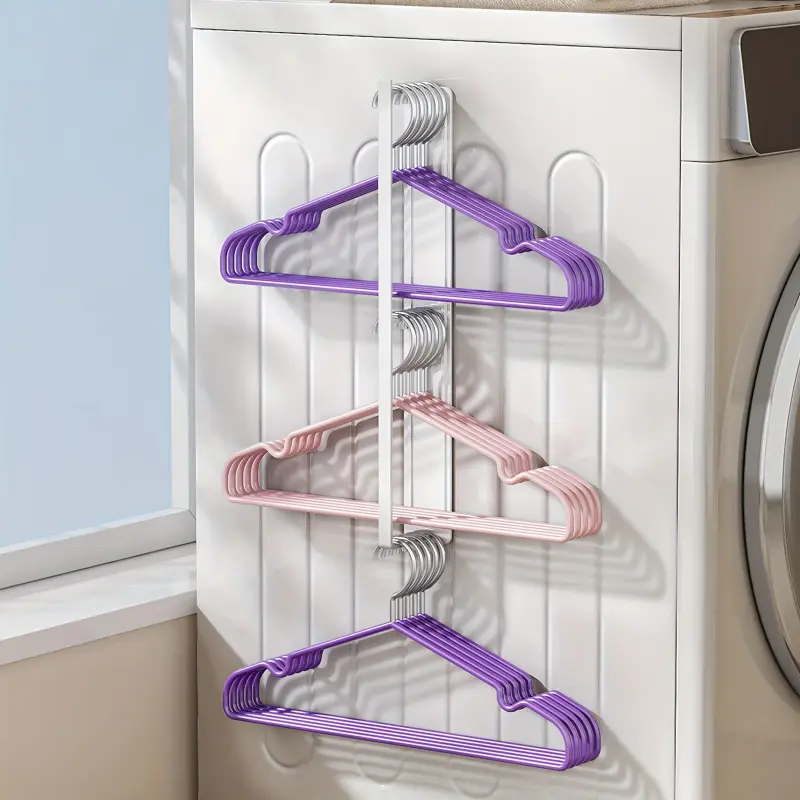 1pc Strong Magnetic Hanger Organizer, Carbon Steel Hanger Storage Rack for Washing Machine, Multi-Level Hanger Stacker for Closet & Laundry Room, Space-Saving Clothes Hanger Holder, Clothes Hanger Organizers