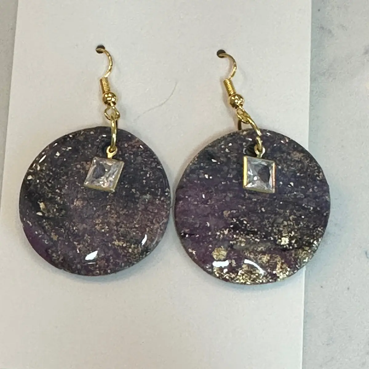 Round clay galaxy earrings
