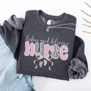 Labor And Delivery Nurse T-Shirt, Sweatshirt & Hoodie - Coquette Bow Nurse Tee, L&D Nurse Gift, Nurse Grad, OB Nurse Baby Gift