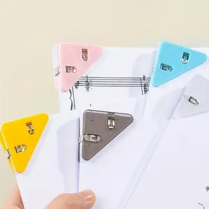 Triangle Book Clip, 1 Count Color Plastic File Folder, Test Paper Book Anti-roll Multi-functional Right Angle Clip, Office Stationery & Supplies