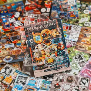 Premium Retro Cute Sticker Book, 45 Sheets / Book, Die-Cut Sticker Book, Falling Dream Retro Series, Ins Daily Journal Stickers DIY Decoration Material Sticker Book, Suitable for Home / School / Office Scrapbook Material