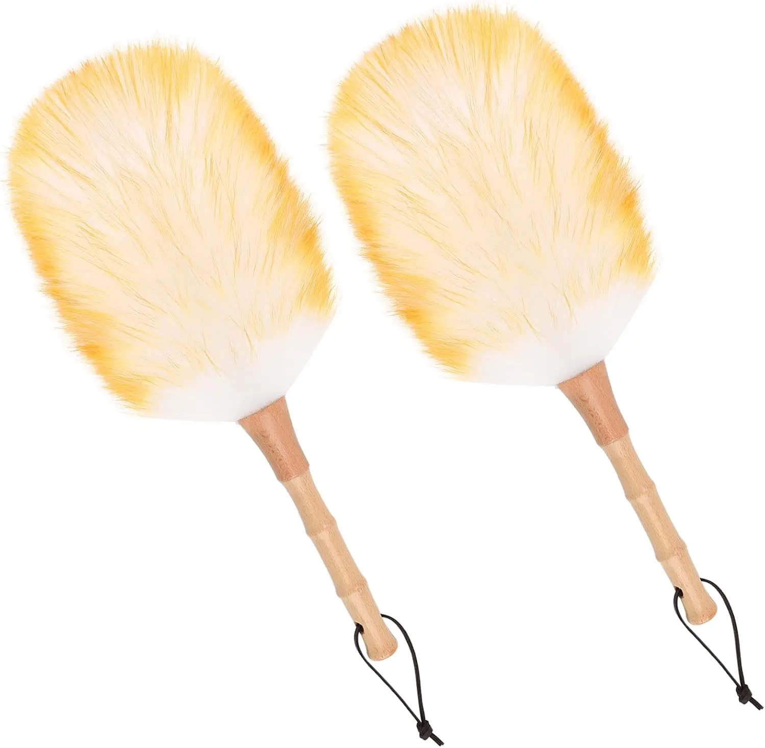 Lambswool Duster for Cleaning with Solid Wooden Handle Leather Hang Strap 14.9 inch   Duster for Cleaning Ceiling Fans Window Blinds Computer Furniture(2 Pack)