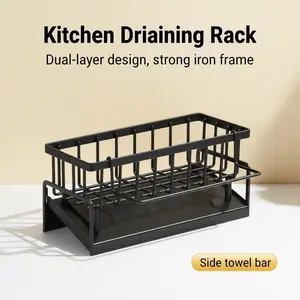 Kitchen Sink Drying Rack Accessories, Metal Sponge Drainage Tray, Multi-functional Home  Rack with Drainage, Hanging Design & Waterproof Steel,  Organizer, Household Essential, Kitchenware storage