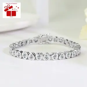 French romantic border heart-shaped patchwork 3A zirconia bracelet - Copper-plated pure gold tennis chain - Anniversary gift - Valentine's gift - Christmas gift - Comes with a delicate gift box