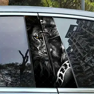 2pc Dual-Sided Warrior Vinyl Stickers, Car B-Pillar Protection Decals, Easy Peel & Stick, Sunproof Waterproof Scratch-Resistant, All Models