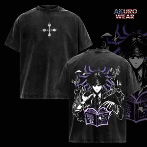 Chrollo Lucilfer Spider King Vintage Washed Oversized T-Shirt – Hunter x Hunter Phantom Troupe Anime Manga Graphic Tee, Unisex Streetwear Shirt