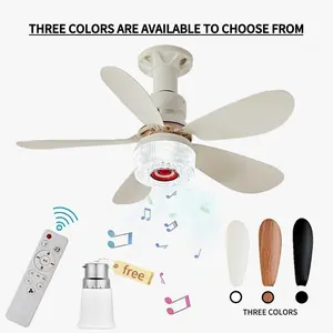 Remote Controlled RGB Ceiling Fan Light Lamp, Bluetooth-compatible Speaker, Crystal RGB Shade, Sound Activated, Timer, 3 Adjustable Brightness Levels