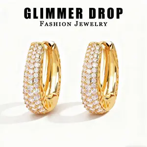 【Glimmer Drop】Ins Trend Hollow-Out Zircon Ear Cuffs - Minimalist Niche Diamond-Inlaid Earrings for Women Elegant Trendy Copper Fashion Jewelry