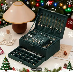 Jewelry Storage Box only for Women 3-layer Display Case with Earrings Necklaces and Rings