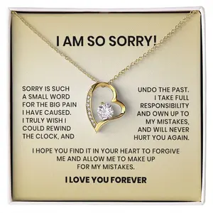 Forever Love Heart Necklace Apology Gift, I Am Sorry Gift, Jewelry with Message Card, Forgive Me Necklace, Wife Forgiveness Necklace, Apology Card