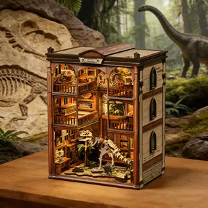High-Difficulty Challenge 3D Puzzle Wooden Puzzles Mini Toy House Bookshelf Decoration, Wooden Bookend Insert Decor, Adult Book Corner Set Gift