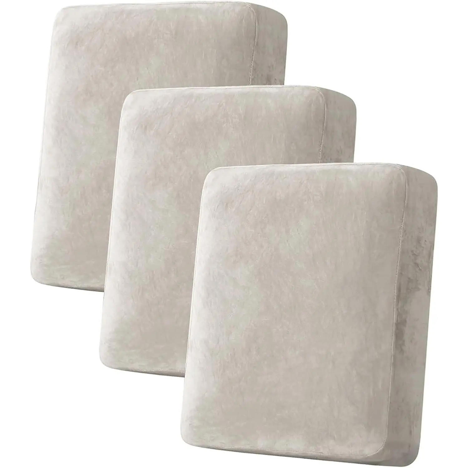Sofa Slipcovers Velvet Stretch Couch Cushion Cover Plush Cushion Slipcover for Chair Loveseat Sofa Cushion Furniture Protector Seat Cushion Sofa Cover (3 Piece Sofa Cushion Covers, Oatmeal)