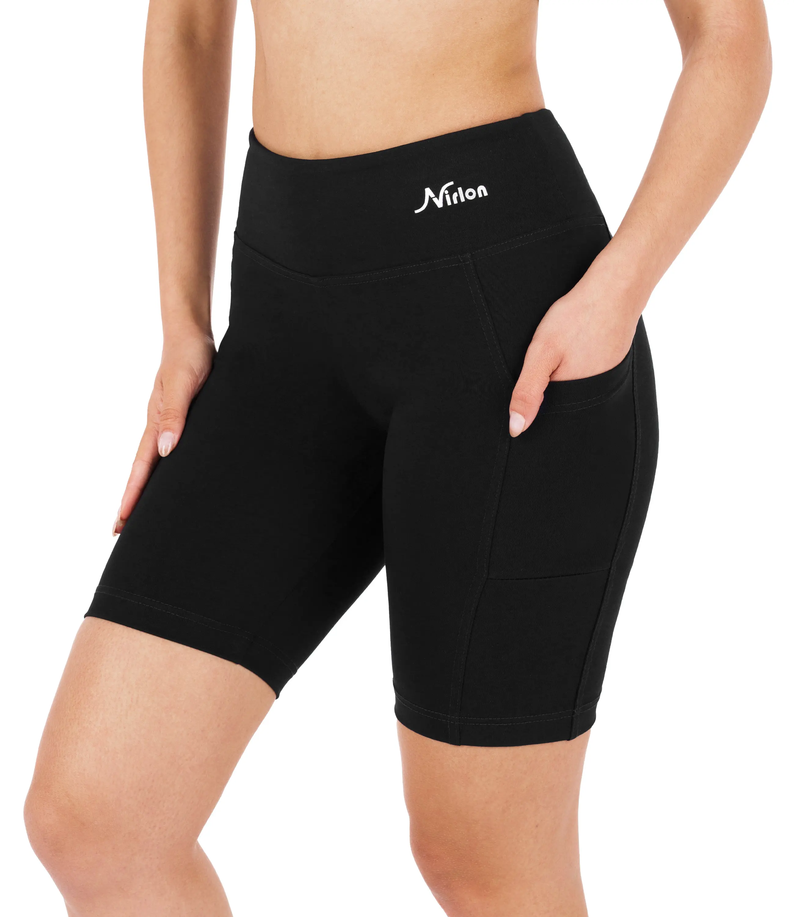 CottoNIR High Waist Biker Shorts with Pockets for Women