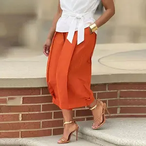 Minimalist Basic Women's Loose Cotton Effortless Pants - Women's Fashion Bottoms, Breathable Soft Fabric, Elastic Waistband, Lantern Style with Pockets, Casual Summer Outfit