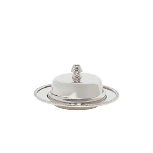 The Favorites Parisian Butter Dish With Cover And Glass Nickel in Nickel