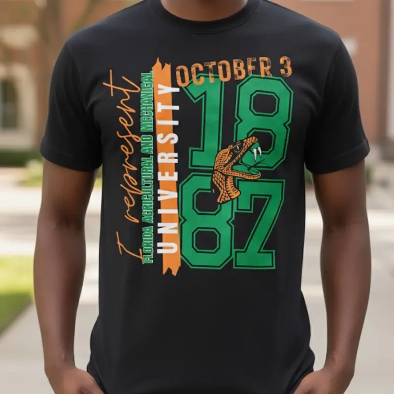 FAMU Tshirt I Represent October 3 1887 Florida Agricultural and Mechanical University Black Tee