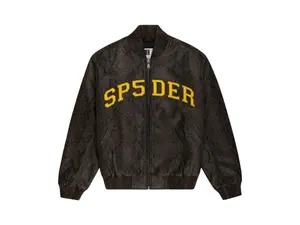 Sp5der Snake Leather Varsity Bomber Jacket Brown (men) by StockX