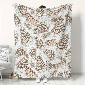 Fun Christmas tree and cookie flannel blanket - suitable for all seasons, soft and comfortable, perfect for sofa beds, cars, and offices. A perfect Christmas gift.