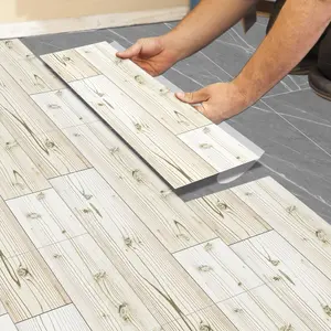 Light Color Real Wood Grain PVC Self-Adhesive Floor Tiles, Waterproof Durable DIY Flooring for Living Room Bedroom Kitchen Bathroom, 5/10/20 Sheets
