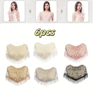 6 Pcs Veils for Church Catholic Mass Veils for Women Catholic Lace Triangle Mantilla chapel Floral Tulle Scarf party  supplies gift