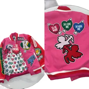 Be Mine Lover Valentines Jacket with Real Leather, Custom Insides, Embroidery, and Heart Design